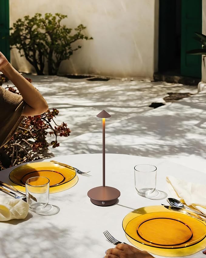 Modern Cordless Table Lamp Set of 2, Portable LED Desk Lamps, 5000mAh Rechargeable Battery Operated Lighting for Bedroom Dining Room Restaurant Coffee Shop Camping Night Light (Brushed Nickel)