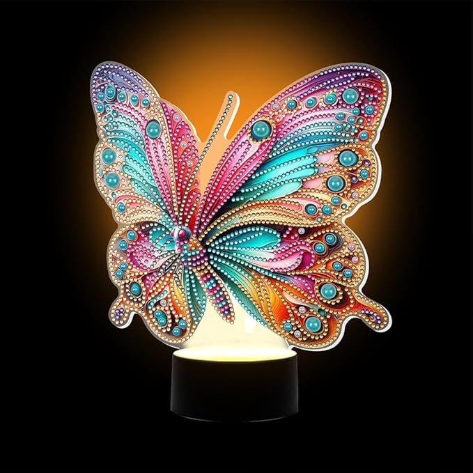 Butterfly Diamond Art Painting Night Light,Diamond Art Painting Kits Desktop Touch Lamp Ornaments for Tabletop Decor Diamond Art Accessories for Adult Beginner Bedrooms Living Room