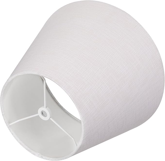ALUCSET Small Lamp Shade, Barrel Fabric Lampshade for Table Lamp and Floor Light, 6x10x7.5 Inch, Natural Linen Hand Crafted, Spider Diameter 0.4 Inch (Bright White)