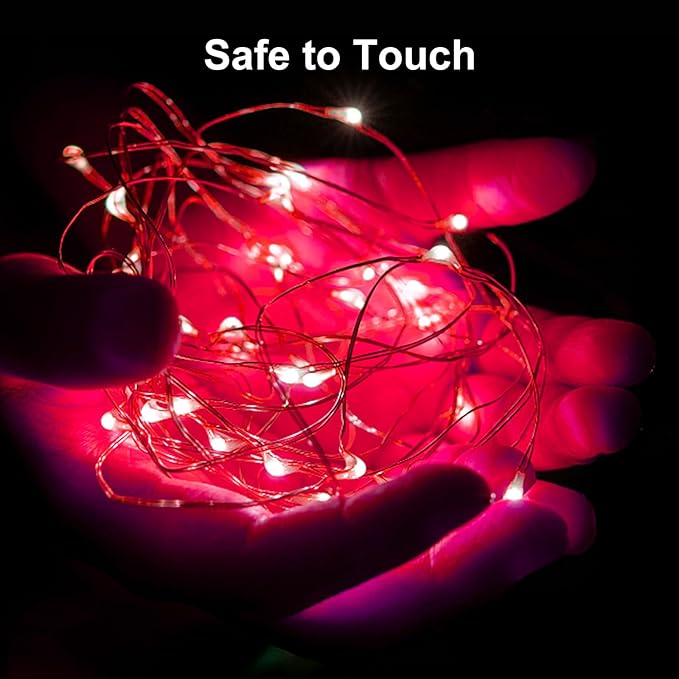 ZGWJ Fairy Lights Battery Operated, 100 Pack Twinkle String Lights 20 LED 7FT 3 Lighting Modes for Bedroom Decor, Easter, Halloween, Christmas, Party Indoor and Outdoor Decoration (Red, 100PCS)