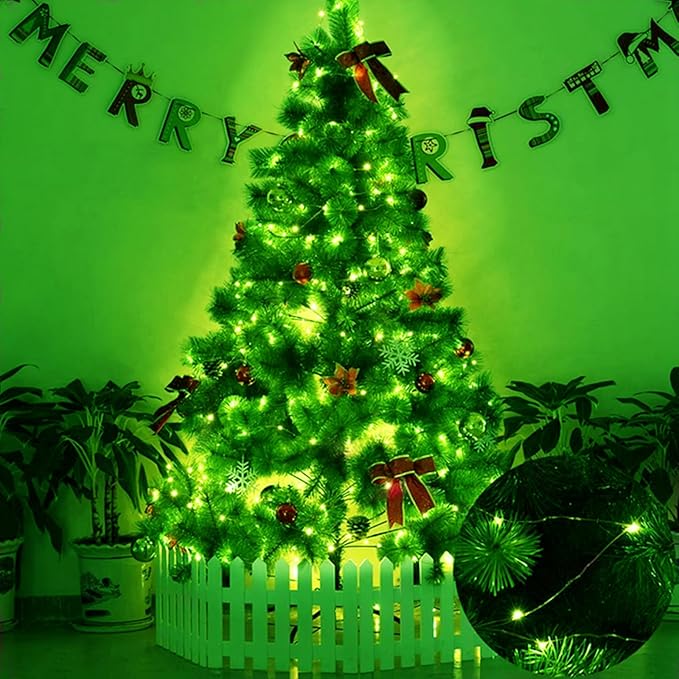 Green Battery Operated String Lights, St. Patrick's Day Decoration Waterproof 7Ft 20 LED Diwali Halloween Lights for Bedroom Living Room Indoor Outdoor Wedding Party Decor