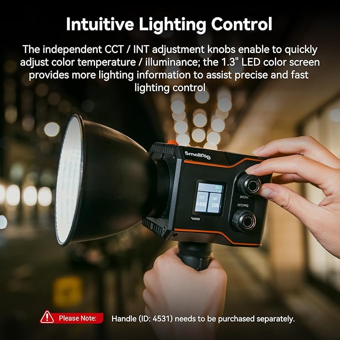 SmallRig RC 60B COB Video Light, 49Wh Battery 45min Runtime, 63W 11200lux CRI 97+ Bicolor LED Video Light, Portable Palm-Sized Continuous Output Light, for Photography/Video/Studio, Lite Edition