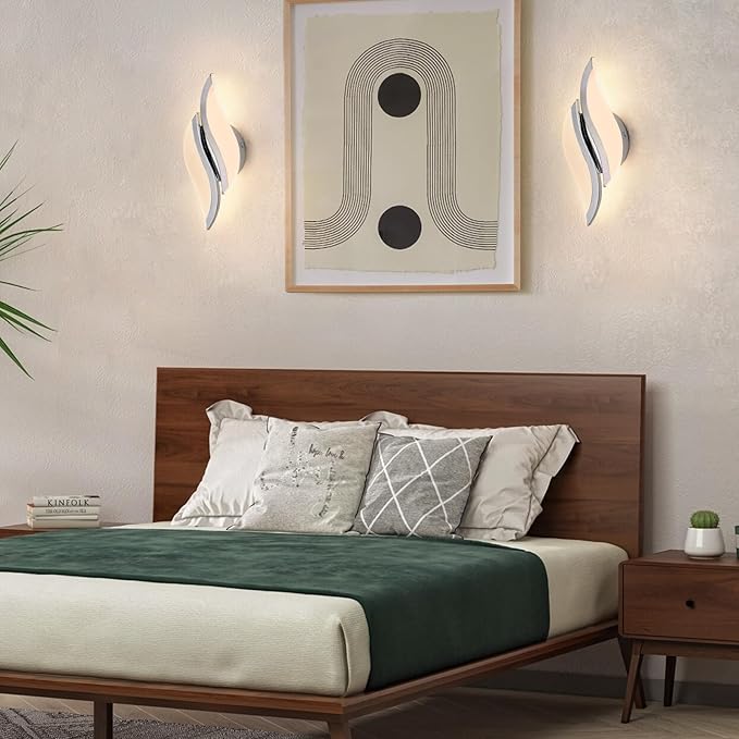 CANEOE Modern LED Wall Sconce 3000K Warm White Indoor Wall Light Fixtures Acrylic Wall Sconce Lighting for Living Room Bedroom Bedside Bathroom Hallway Stairway Wall Lamp (Chrome, 1 Pack, 3000K)