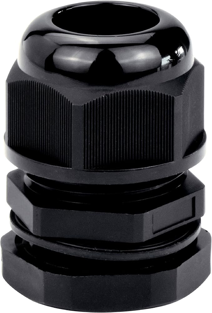 Conextlink 5pcs Waterproof IP68 Nylon Firewall Bushing Grommet Cable Gland Joint Adjustable Locknut Protectors for Power Cable (1/0 Gauge, Black)
