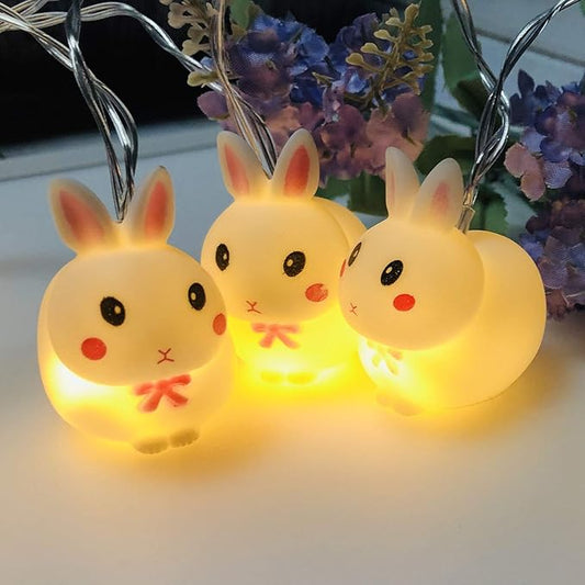 Easter Bunny Decoration Light, Cute Flexible Rabbit String Lights, Battery Operated 1.65M 10 LED Lights for Home Decor, Party, Easter, Birthday, Kid Bedside lamp, Night Light (Warm Light)