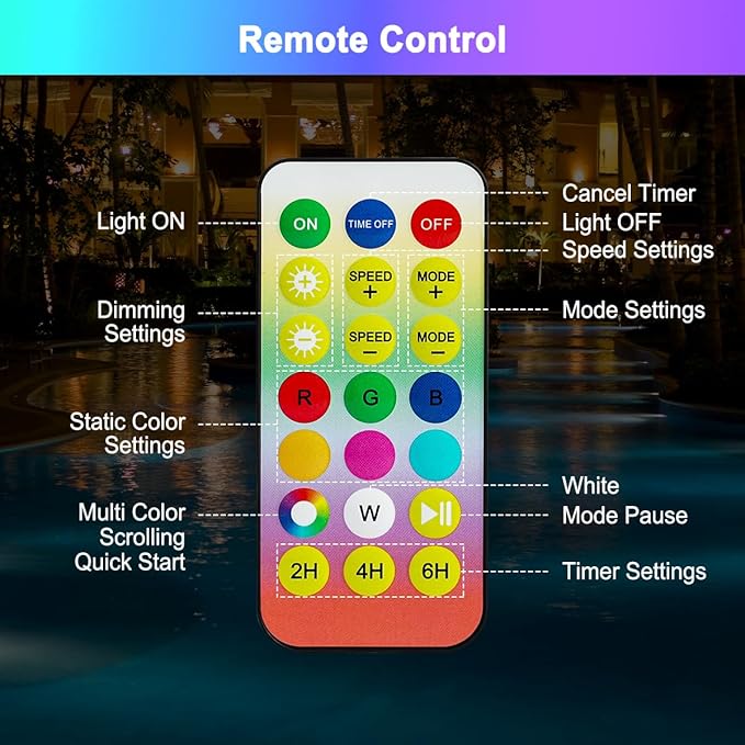 CCHKFEI Solar Floating Pool Lights with Thermometer, Swimming Pool Light with Remote, IP68 Waterproof, RGB 6 Dynamic Modes for Pools, Fountains, Party.