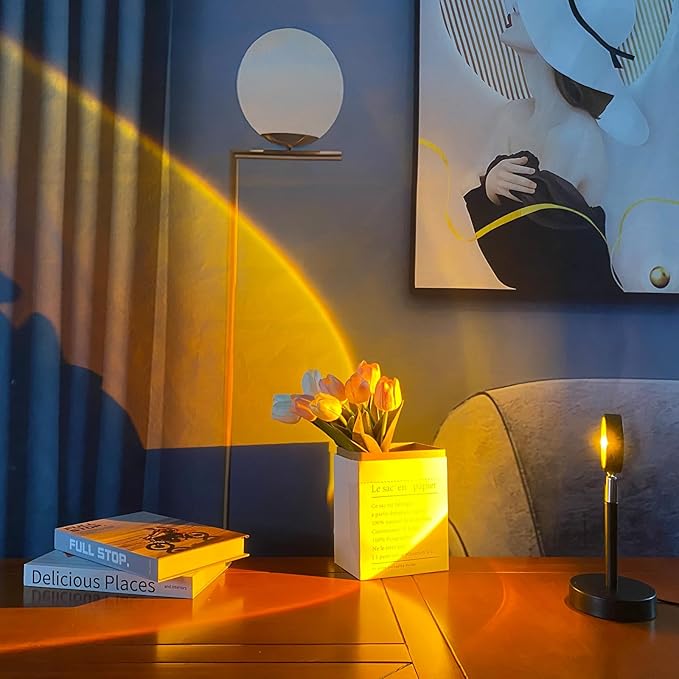 Jensense Sunset Projector Lamp Instagram Backdrop Light Creates Realistic Sunset Glow on Wall Ceiling Ambient Mood Lighting Home Decor Photography Relaxation