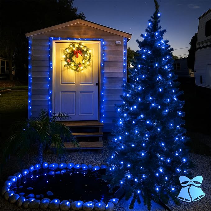 Extra-Long Solar String Lights Outdoor, 4-Pack 400 LED Solar Christmas Fairy Lights for Outside Waterproof, Copper Wire 8 Modes Solar Twinkle Fairy Light for Xmas Tree Garden Party Wedding Decor(Blue)