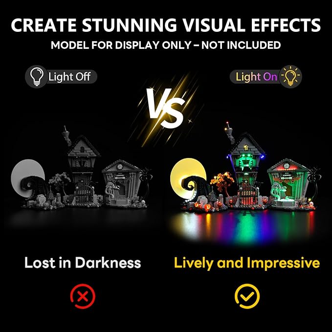 BrickSoul Light Up Kit Compatible with Lego 21351 Tim Burton's Nightmare Before Christmas Building Set | Upgrade Design Lighting Accessories | Cable-Hiding Tech for Display (21351 Set NOT Included)