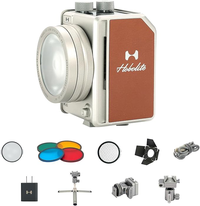 Photography Lighting Mini Creator Kit - 20W Bi-Color LED Light with CRI/TLCI 96+, 2700K-6500K Dimmable, App Control, Flicker-Free, Aircraft-Grade Aluminum with Vegan Leather Accents