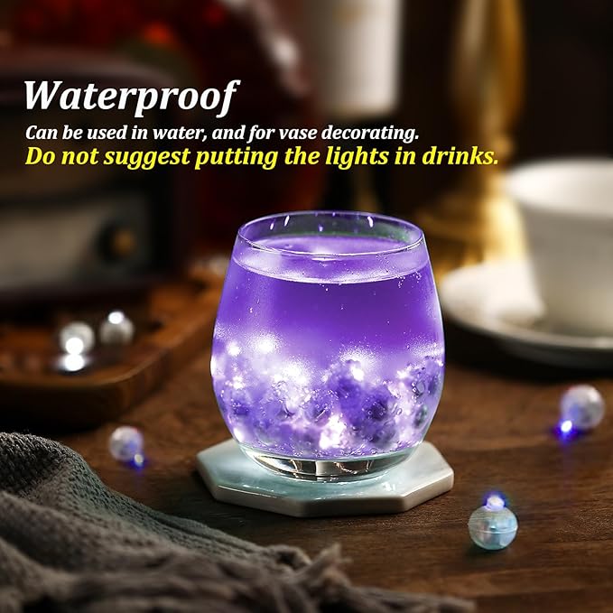 ZGWJ 50PCs Purple Balloon Lights Mini, Battery Powered, Long Standby Time Waterproof Tiny Led Round Light for Paper Lantern Balloon Party Easter Eggs Wedding Christmas Halloween Decorations﻿