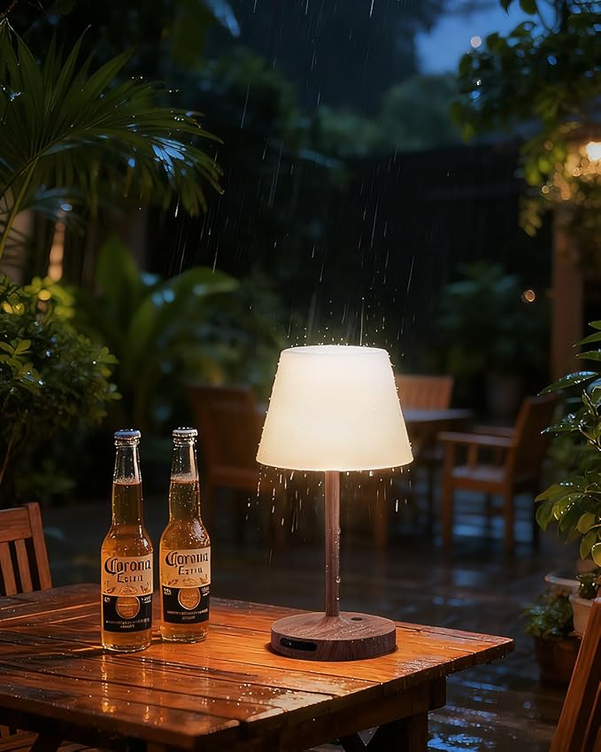 Outdoor Waterproof Shower Lamp, 5200mAh Cordless Rechargeable Table Lamp with Touch Dimming, IP65 Wireless LED Night Light for Patio, Camping, Bathroom, Restaurant & Kitchen