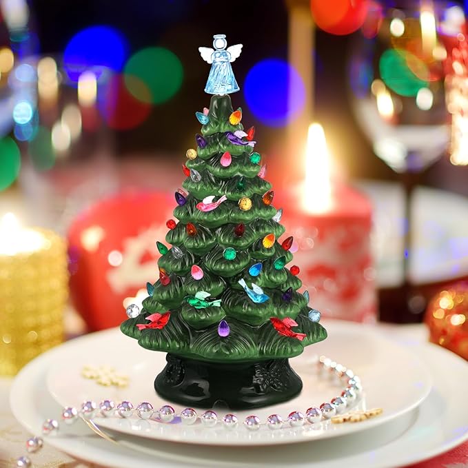 Riakrum 186 Pcs Ceramic Christmas Tree Replacement Bulb Set Replacement Light Ornaments Xmas Ceramic Tree Globe Lights (Christmas)