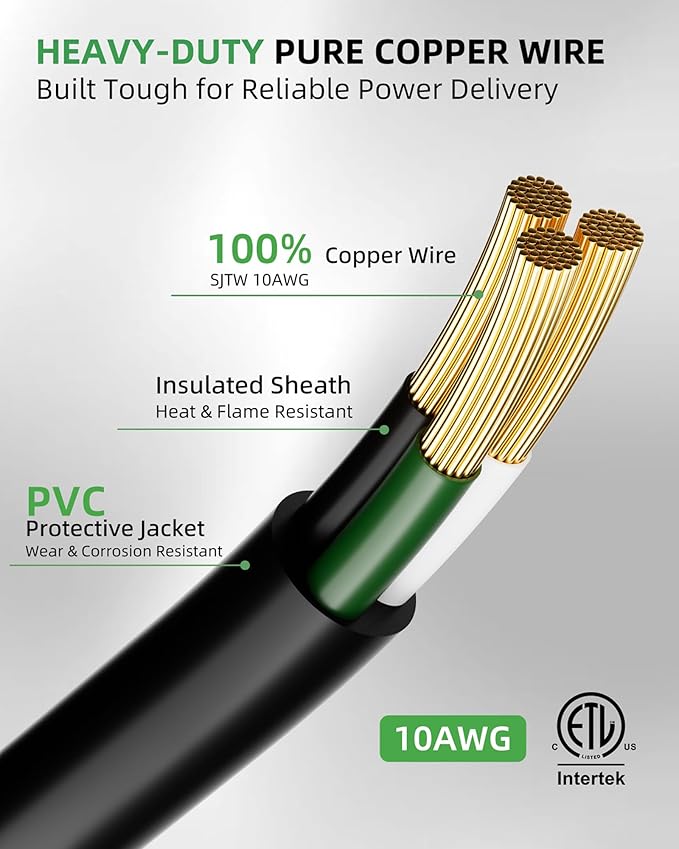 50ft 250V Welder Extension Cord, 10 Gauge Heavy Duty Outdoor Welding Cord with LED Indicator, NEMA 6-50P to 6-50R, 30 Amp 3 Prong Power Extension for Welding Machines, 10 AWG SJTW, Black
