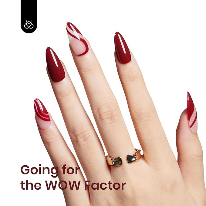 Beetles Red Gel Polish, Burgundy Red Color Gel Nail Polish Soak Off UV Lamp Wine Red Nail Polish, Home Salon DIY Design Art Manicure Gift for Women, 1Pcs 15ml