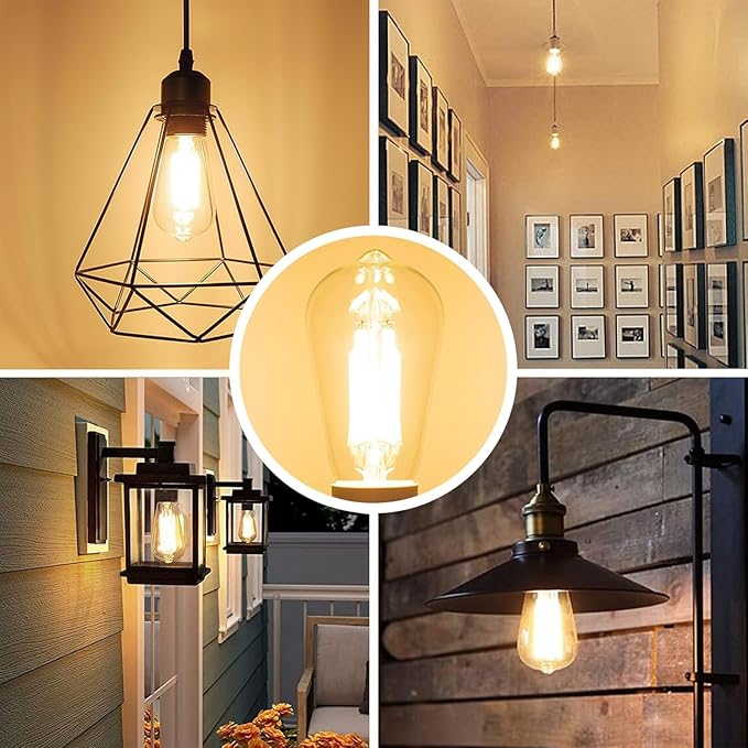ST19 LED Bulb 6W Equivalent 60W 2700k Warm White 120V, 12 Pack Ivyemons High Output ST19 LED Bulb Dimmable, No Flicker ST 19 E26 Base Led Bulb,ST 19 LED Edison Light Bulbs for Indoor/Outdoor Lighting.