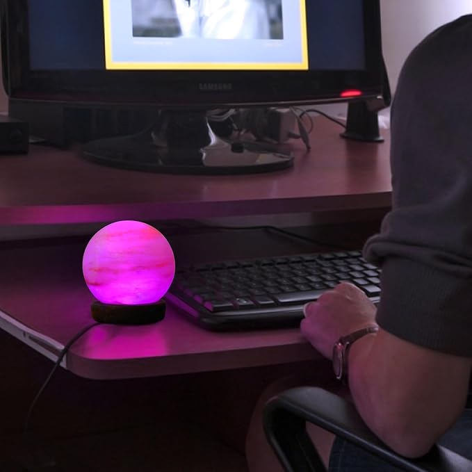 Himalayan Salt Lamp, USB Powered, Color Changing Round Shaped Handcrafted Night Light lamp, Ideal Gift For Home Decore