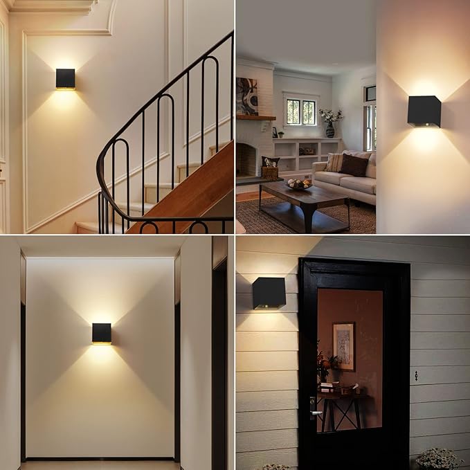 Motion Sensor Wall Light Indoor, 6000mAh Battery Operated Wall Sconce, Rechargeable Cordless Wall Lamp, LED Energy Saving Night Light for Hallway Stairway Porch, Black