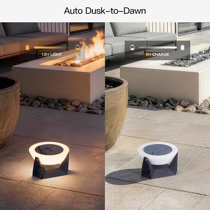 Solar Lamp, Small Solar Table Lamp, 3000K Outdoor Lanterns for Patio Waterproof, Modern Lantern Outdoor Table Lights, LED Garden Light, Dusk to Dawn Floor Lamps for Outside Deck Yard Decorative