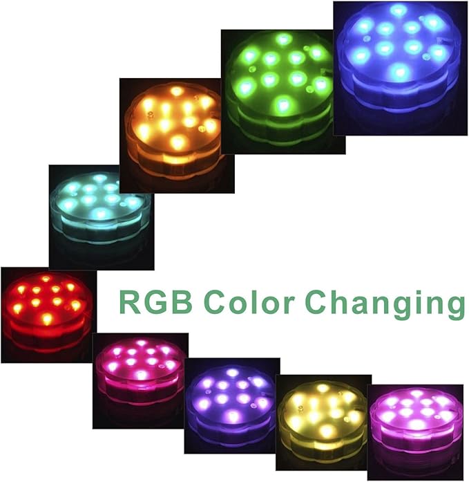 Submersible LED Lights with Remote, Color Changing Battery Operated Underwater LED Pool Light for Inground Pool and Above Ground Pool, Hot Tub Bathtub Decoration (4 Packs)