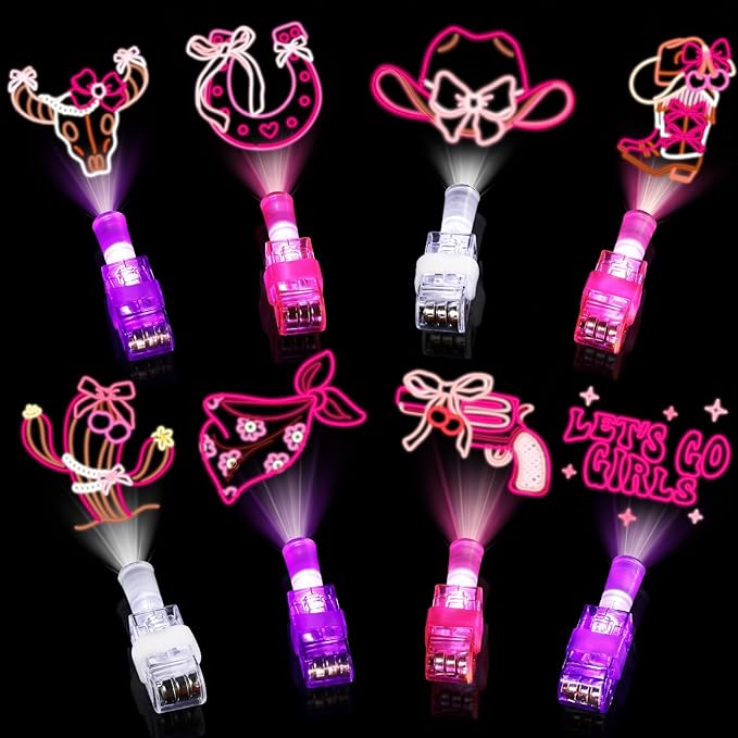 36 Pack Cowgirl Party Favors LED Finger Lights for Girls Birthday, Glow in the Dark Western Theme Party Supplies, Cowgirl Goodie Bag Stuffers, Classroom Rewards Carnival Prizes