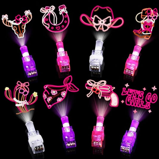 36 Pack Cowgirl Party Favors LED Finger Lights for Girls Birthday, Glow in the Dark Western Theme Party Supplies, Cowgirl Goodie Bag Stuffers, Classroom Rewards Carnival Prizes