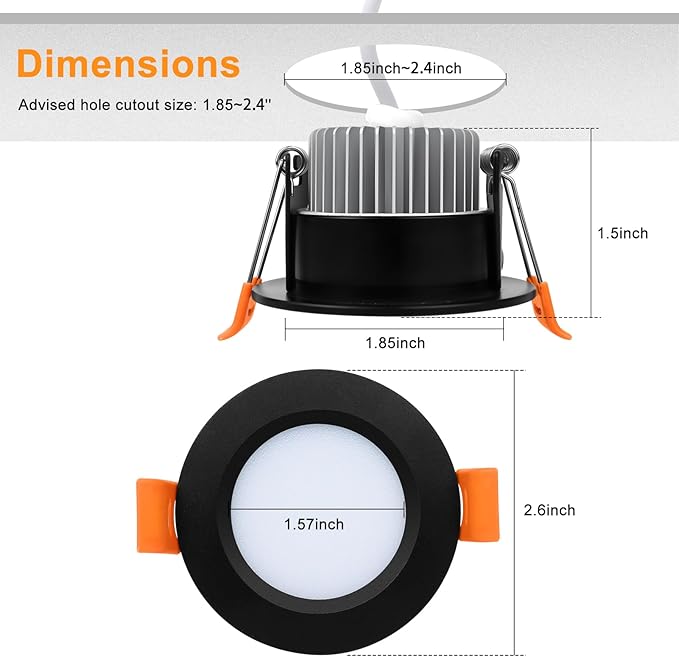 YGS-Tech 2 Inch LED Recessed Lighting, Dimmable Downlight 3W(35W Halogen Equivalent), CRI80, 2700K Ultra Warm White Ceiling Light with LED Driver (24 Pack)