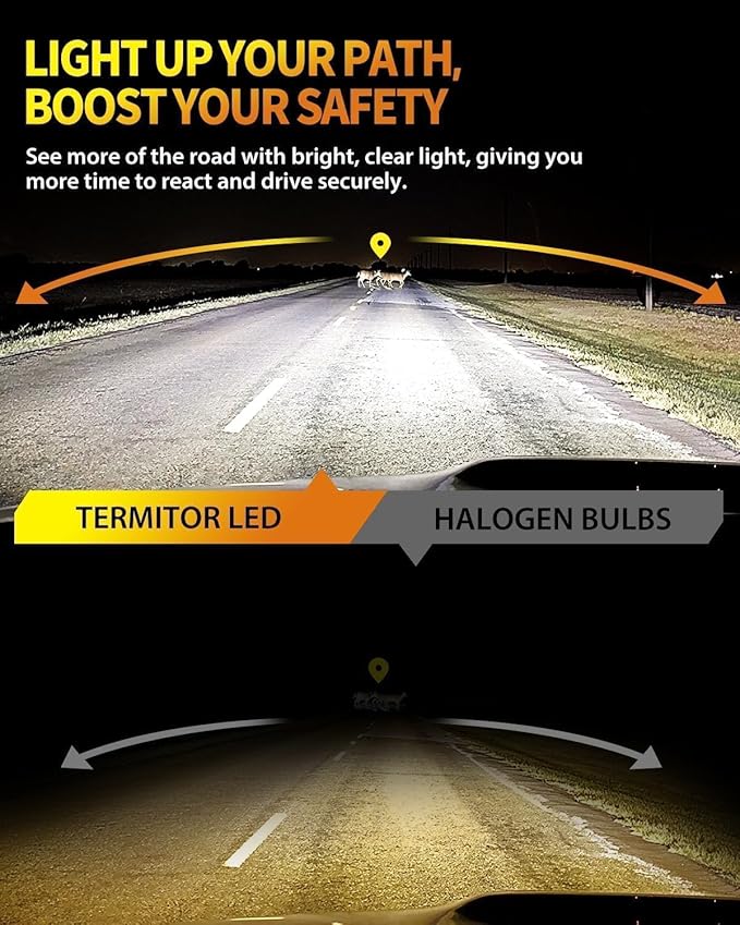Latest 9006/HB4 Bulbs, 33,000LM 10X Ultra-Brighter, 6500K Cool White, 1:1 Halogen Size 9006 Fog Lights, Plug-N-Play, IP68 Waterproof, Pack of 2