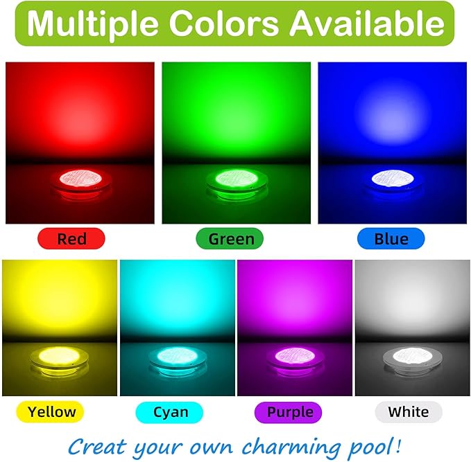Pool Lights for Inground Pool, 60W 10 Inch Color Changing LED Inground Pool Light with Controller, Remote and APP Control for Wet Niche, Underwater Swimming Pool Lights, 100 Foot Cord