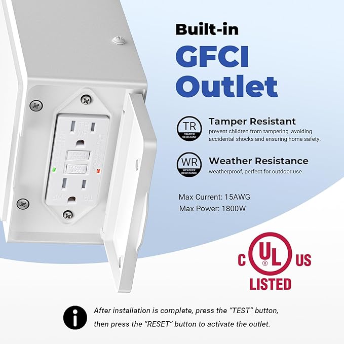 White Porch Light with GFCI Outlet, Dusk to Dawn Outdoor Light Fixture with Seeded Glass, Anti-Rust Waterproof Exterior Lighting Fixtures for Proch, Front Door, Yard, Patio
