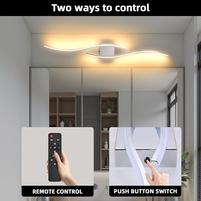 Battery Powered Wall Sconces Set of 2, Chrome 39" LED Dimmable Wall Sconce with Remote Control/Timer/Memory, USB Rechargeable Wall Lights for Living Room, Bedroom, Hallway Wireless scones Lighting