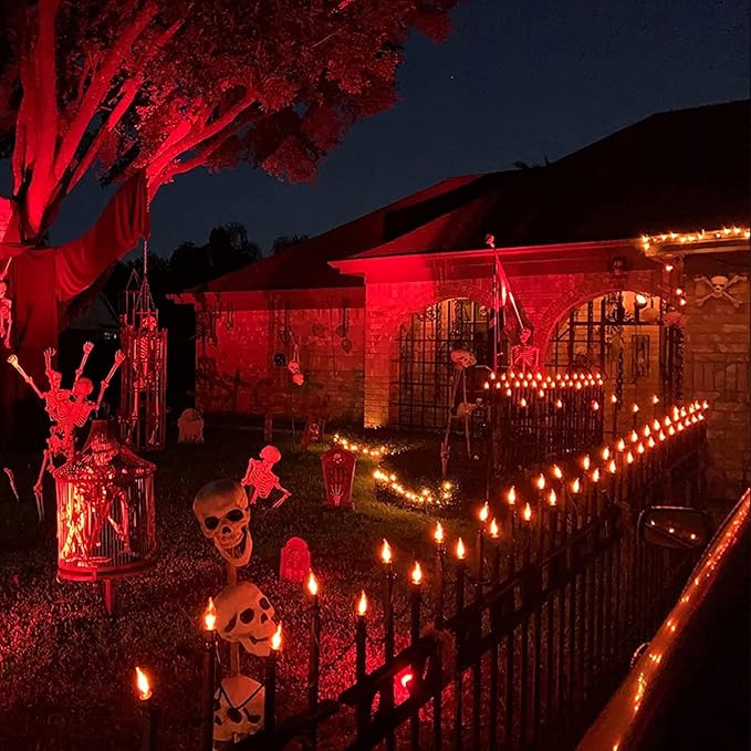 Halloween Orange Flicker Flame Light Bulbs-1 Watt/120 Volts/ E12 Candelabra Base, C18 Flickering Flame Night Light Bulbs for Outdoor Christmas String Lights Window Candles Chandeliers-12 Pack