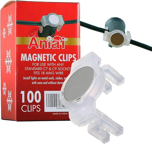 Strong Magnetic Christmas Light Clips,for Outdoor Living, Box of 100Pcs