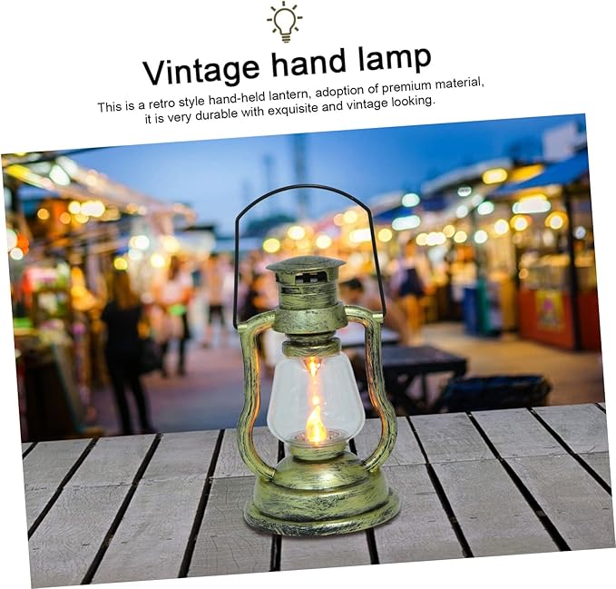 STOBAZA 1pc Vintage Handheld Kerosene Lamp Rechargeable Retro Lantern for Home Decor Festivals Bar and Garden Use Chic Atmosphere Night Light Non-Battery Included