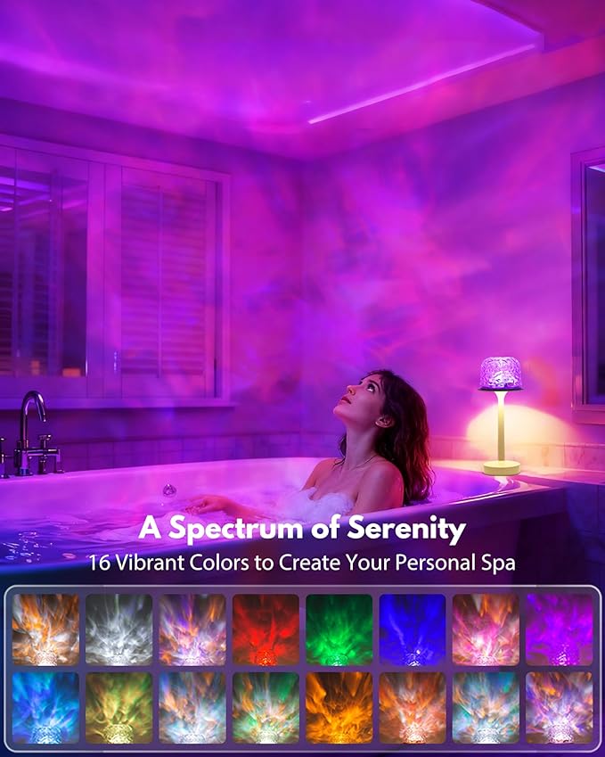 Shower Lamp, Waterproof Shower Light Remote Touch Control, Bath Installations Table Lamp with 16 Colors & 6 Dimming Levels, Romantic Ambiance Lighting for Shower and Shower Cubicles, Spa