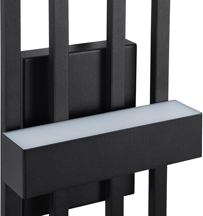 LamQee 2 Pack 25.6" Modern Outdoor Wall Light, Integrated LED 1200LM Large Exterior Lighting Fixture Rectangle Outdoor Sconce, Matte Black Wall Mount Porch Light Outside Lamp for House Garage Patio
