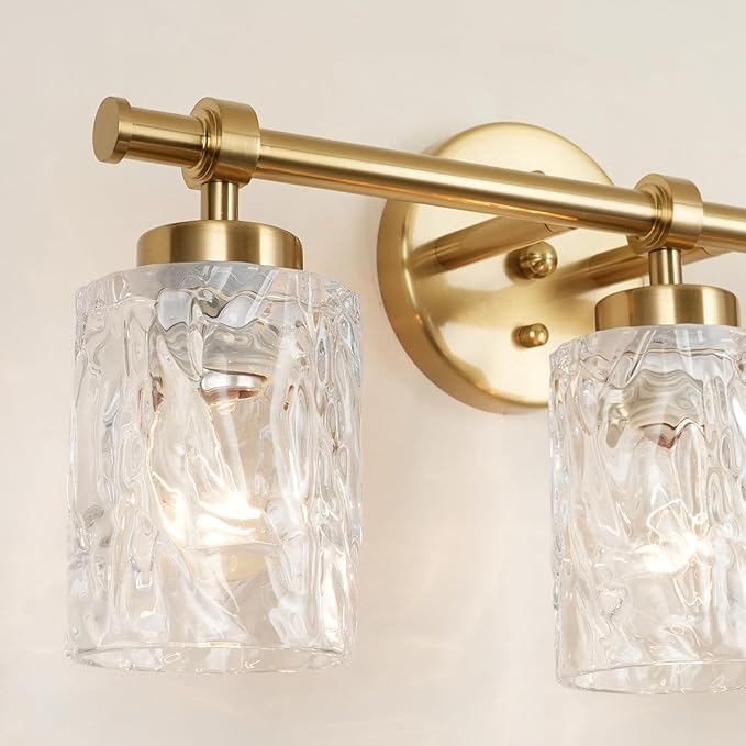 ALICE HOUSE 3-Light Vanity Light Fixture Over Mirror, Brushed Brass, Easy Bulb Replacement, LED Compatible, Bright and Elegant Bathroom Light for Makeup AL5095-W3