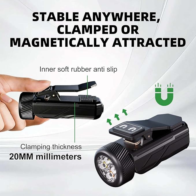 Rechargeable Flashlights EDC Clip-on Light, Bright 680 Lumens Pocket Flashlight, Combines Spotlight/Floodlight/RGB Light, Magnetic, IPX6 Waterproof for Cycling, Repairing (Black)