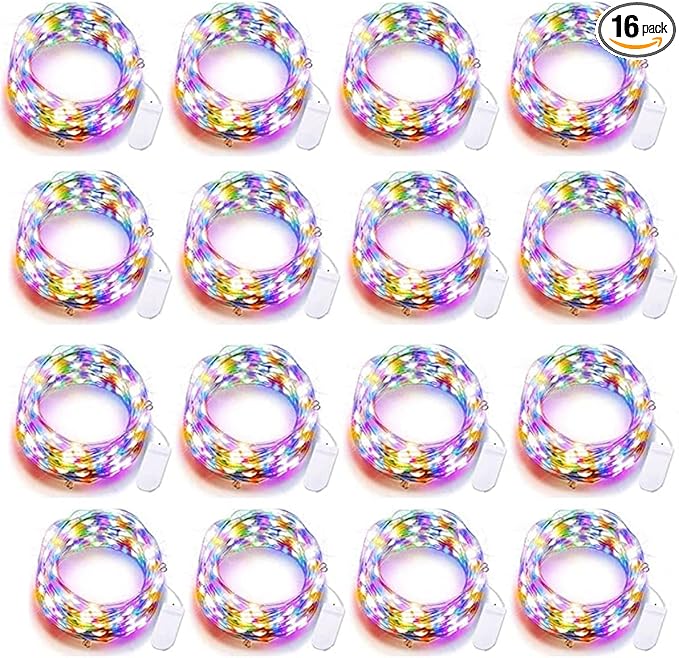 SOCO 16 Pack LED Fairy Lights Battery Operated - 10FT 30LED Copper Wire Mason Jar String Lights, IP65 Waterproof, Bendable for Indoor/Outdoor, Christmas, Wedding, Party, Camping Decor