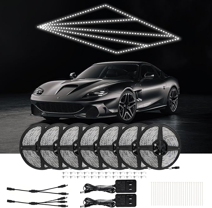 LED Garage Lights 7 Pack Updated Bigger Size, Super Bright Car Detailing Ceiling LED Shop Light for Warehouse Workshop Gym Basement Car Care Wash Room