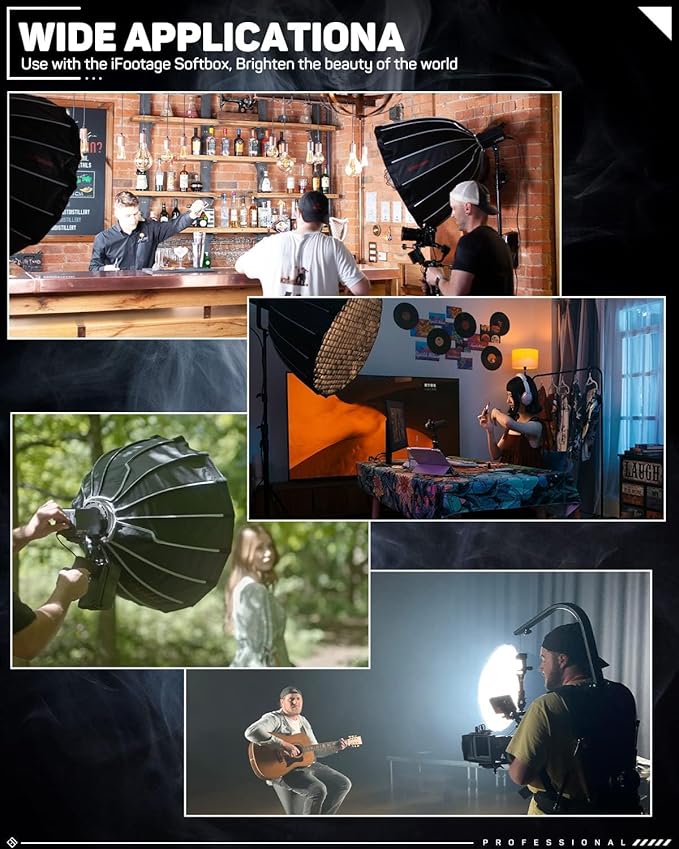 IFOOTAGE SL1 320DN LED Video Light,Continuous LED Lighting with 5600k Daylight,CRI 98+,Brightness 56000lux @ 1m,8 Light Effects,APP Control,for Professional Video Recording