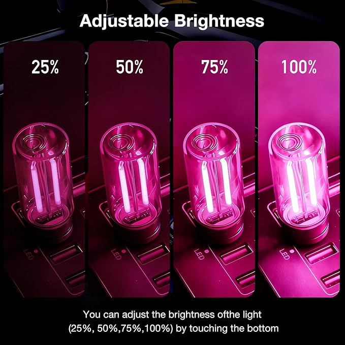 2 PCS USB Car Lights, Touch Dimmable Retro Mini Glass Bottle LED Ambient Night Light for Vehicle Interior, Bedroom, Hallway, Camping, Holiday and Party Decoration (Pink)