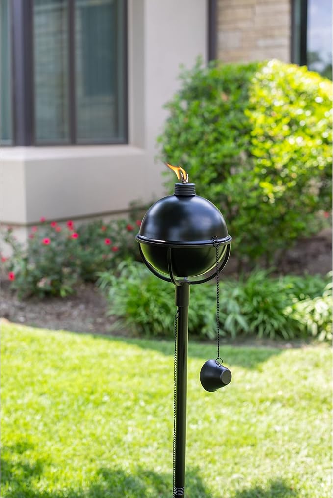 BIRDROCK HOME Outdoor Torches - Durable Construction, Modern Design, Weather Resistant, Citronella Oil Compatible, Ideal for Backyards, Patios, Pathways - Bora Bora Black, 4 Pack