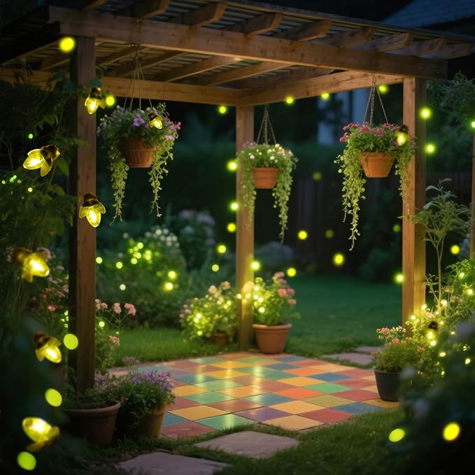 ANGMLN 2 Pack Solar Firefly Lights, 30 LED Solar Fireflies Lightning Bugs Fairy String Lights Outdoor Solar Powered String Lights Waterproof for Garden Patio Home Wedding Party Spring Decor