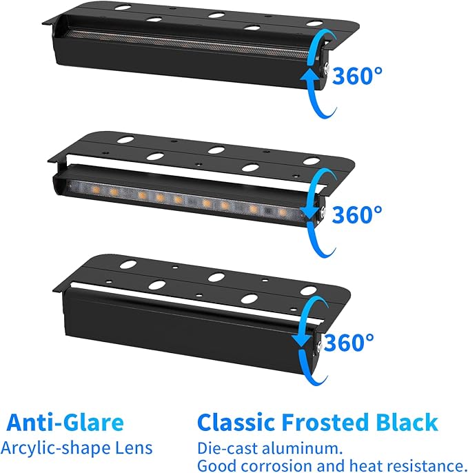 4-Packs 3W 7inch LED Hardscape Paver Lighting,12V AC/DC Low Voltage Retaining Wall Lights,Landscape Lighting,5000K Daylight White Outdoor Step Light,50,000 Hours Lifespan-Black