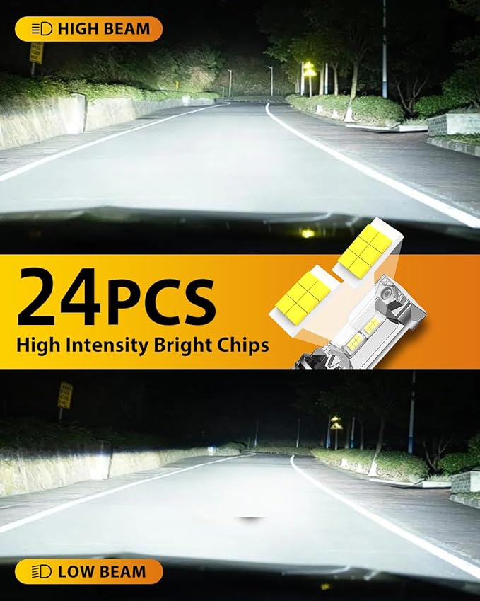 FAHREN Upgraded H4 9003 Light Bulbs, 65000LM 1200% Ultra Brighter HB2 Bulbs, 6500K White 1:1 Size Perfect Pattern Beam, Plug-N-Play, 70000+ Long Lifespan, Pack of 2