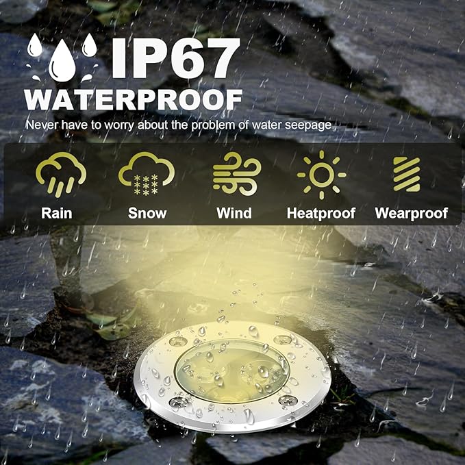 8Pack Low Voltage Landscape Lights with Connectors 3W LED 12-24V In-Ground Lighting IP67 Waterproof Garden Lights 3000K Outdoor Decorative Light for Yard Pathway Tree Patio (Warm White)
