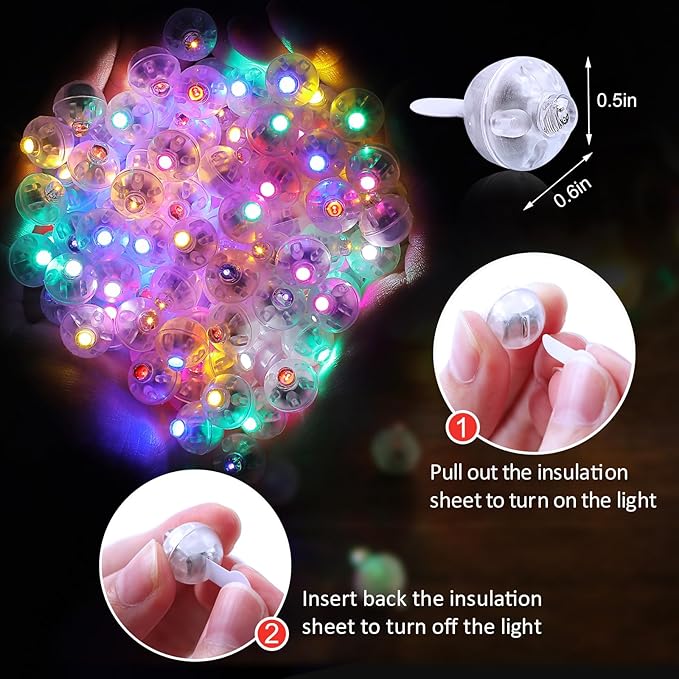 AIKEI 200pcs LED Balloon Lights, White Plus Colorful Mini Balls Lights,Long Standby Time Party Lamps,Waterproof for Paper Lantern,Easter Eggs Decor, Halloween Wedding Birthday Party Decoration