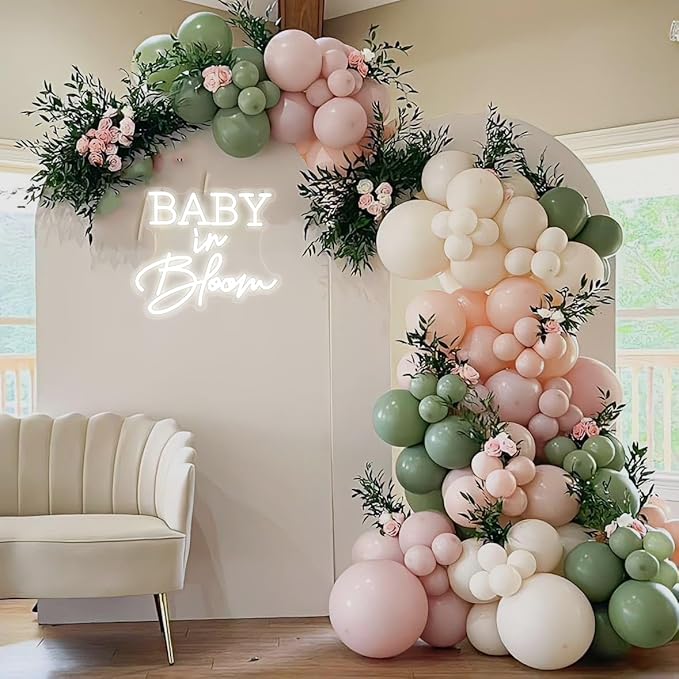 Baby in Bloom Neon Sign for Baby Shower Decorations,14.4''X12.5'' White Dimmable LED Neon Lights Sign,USB Powered Light Sign for Girl Boy Babys Room Wall Decor Birthday Party Backdrop
