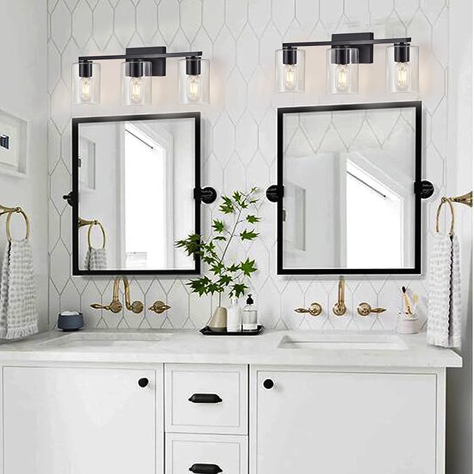 3 Light Black Vanity Lights,Modern Bathroom Vanity Light Fixtures Over Mirror,Industrial Bathroom Lighting for Bedroom,Kitchen